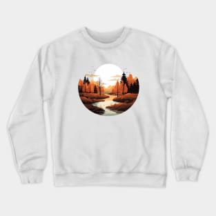 Fall Landscape Vector Art Crewneck Sweatshirt